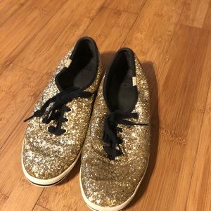 Kate Spade x Keds gold glitter shoes